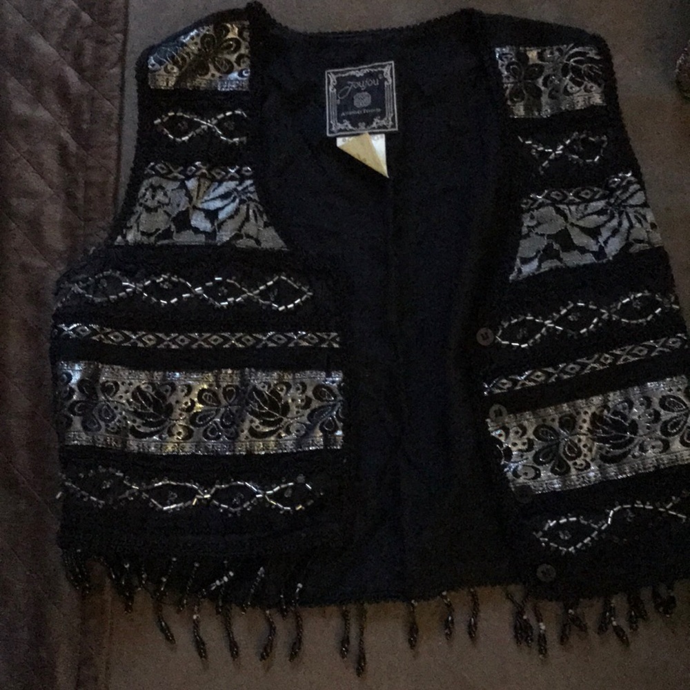 Size Small beaded button up vest or top